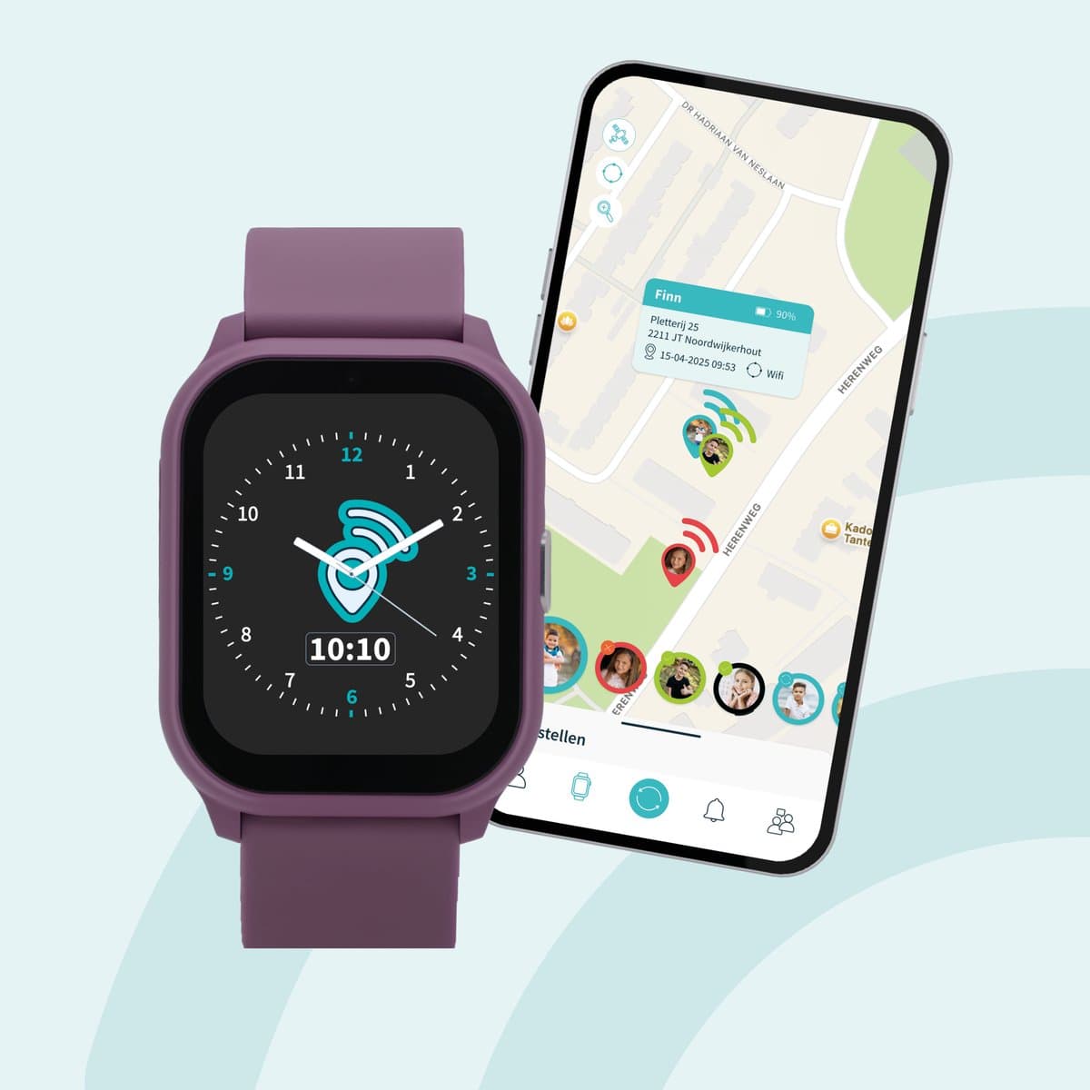 One2track Connect YOU Paars | GPS horloge voor kinderen | Videobel in HD, voeg vriendjes toe en zie altijd waar je kind is met de leukste smartwatch voor kinderen — afbeelding 1