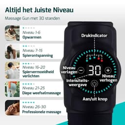 SnelShoppen - Massage Gun, Stille Massageapparaat met 30 Snelheidsniveaus, 12 Opzetstukken voor Diepe Weefselmassage, Perfect voor Rug, Schouders en L — thumbnail 5