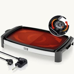 Elektrische barbecue, tafelgrill, elektrisch met TÜV & GS, 2200 watt, 4 – 8 personen, barbecue, tafelgrill, indoor XXL teppanyaki grillplaat, grills tepaniaky, elektrische grillplaat voor balkon — thumbnail 2