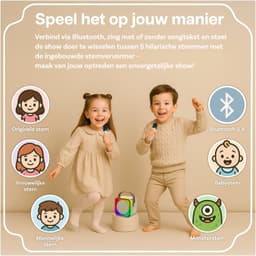 Karaoke Set voor Kinderen met Bluetooth Speaker van MMOBIEL – Met 2 Draadloze Microfoons, LED-verlichting, Geluidseffecten – Feest, Cadeau voor Meisje, Jongen, Kinderen 3+ jaar – Beige — thumbnail 2