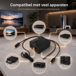 Digitaal naar Analoog Audio Converter - DAC Audio Converter - Voor TV, Versterker en Actieve Speakers - Digitale Audio Adapter met 5V/1A Voeding - Compact Zwart — thumbnail 4