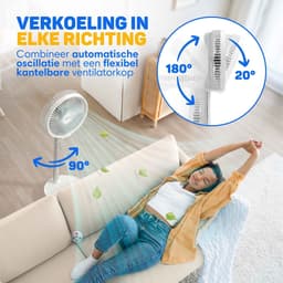 Vulpes Goods® Tech - Ventilator Staand met Afstandsbediening - Tafelventilator 5-in-1 - Draadloos & Oplaadbaar - Opvouwbare Statiefventilator - Verstelbaar - USB Ventilator - 6 Snelheden - Timer - 12dB Stille Ventilator - Vloerventilator - PRO V2 — thumbnail 4