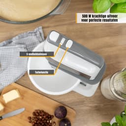 Levo® Mixer met Mengkom - Keukenmachine - Mixer - 3.4 Liter Mengkom - Wit - 31cm x 21cm x 36cm — thumbnail 2