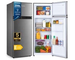 Heinner HF-H2206XE++ Koel-vriescombinatie – 206 L – LED-verlichting – Omkeerbare Deur – Instelbare Thermostaat – RVS – 5 Jaar Garantie