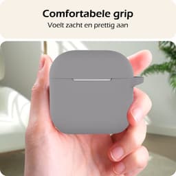 Hoesje - Geschikt voor Apple AirPods 5 - met Clip - Siliconen Hoes - Silicone Case Cover - Grijs — thumbnail 4