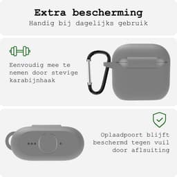 Case - Geschikt voor Apple AirPods 5 - Siliconen Hoes met Clip - Silicone Hoesje Cover - Grijs — thumbnail 5