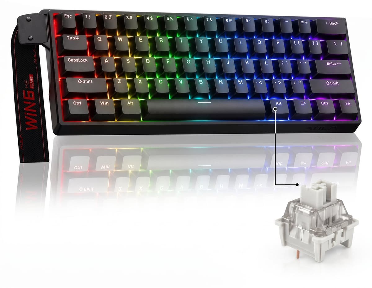 AULA WIN60 HE - Bedraad Gaming Toetsenbord - Magnetische Toetsen - 60% RGB -Hall Effect Rapid Trigger Gaming Keyboard- Gasket - Hot Swap - 8K Hz Polling Rate - QWERTY Toetsenborden - Zij Bedrukte toetsen - 61 Keys - Zwart — afbeelding 1