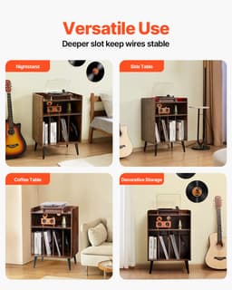 VEVOR Platenspelerstandaard Vinylopslag 3-Laags 150 Albums Hout — thumbnail 3