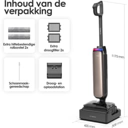 Tineco Floor One S9 Artist Boost Steam Premium - 25.000 KpA - 230 graden stoom - draadloze Vloerreiniger & steelstofzuiger - Stofzuigt en dweilt harde vloeren tegelijkertijd - 60 min accuduur — thumbnail 4
