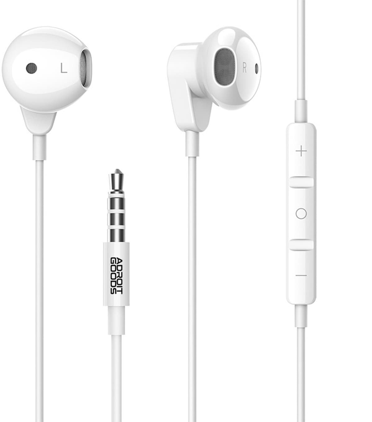 AdroitGoods Oordopjes 3,5 mm Jack met Draad en Microfoon - Stereo Oortjes met Volumeregeling - Bedrade Headset 1,2m voor Muziek & Bellen - Ergonomisch - Wit — afbeelding 1