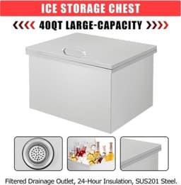 Inbouw IJsbak Roestvrij Staal - 20x16x13 Inch - 12.65 Kg Gewicht - PU Isolatie - Voor Buitenkeuken En Bar — thumbnail 4