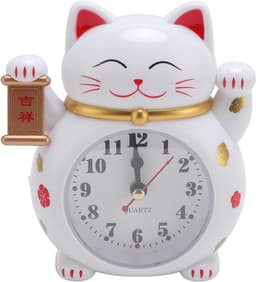 Lucky Cat Alarmklok Chinees Lucky Cat Table Clock Cute Cartoon Clock Decoratie Ornament voor Kinderkamer Kinder Slaapkamer (YF2025B) — thumbnail 1