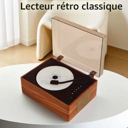 Draagbare cd-speler met Bluetooth en luidspreker, kleine retro dvd-speler met afstandsbediening, ondersteunt USB/AUX/Type-C, oplaadbare muziekspeler, 3,5 mm AUX desktop cd-speler (bruin) — thumbnail 3