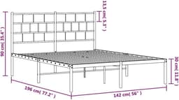 Bedframe met hoofdeinde, metaal, zwart, 135 x 190 cm, hotelbedframe, slaapkamer, bedframe voor woonkamer, slaapkamer — thumbnail 2