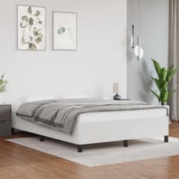 Bedframe, wit, 140 x 200 cm, kunstleer, logeerkamer, bedframe voor slaapkamer, hotelbedframe, familiebed voor slaapkamer, hotel, logeerkamer — thumbnail 1