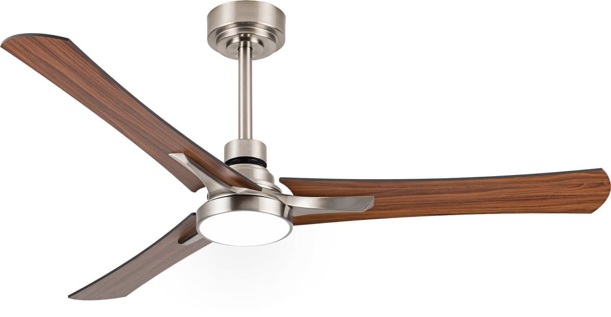 Goedewaere Plafondventilator Dual Wood - Lamp - Afstandsbediening - Timer - Slaapkamer - Zilver - 132cm — afbeelding 1