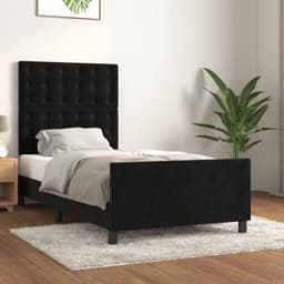 Bedframe met hoofdeinde, zwart, 100 x 200 cm, fluwelen familiebed, logeerkamer, hotelbedframe, bedframe voor slaapkamer, hotel, logeerkamer — thumbnail 1