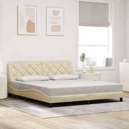 Bedframe met led, crèmekleurige stof, 180 x 200 cm — thumbnail 2