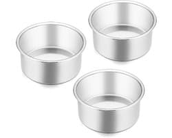 E-far 10,5 cm kleine taartvorm set van 3, roestvrij staal mini ronde Smash Cake bakpannen, niet giftig en gezond, spiegelafwerking en vaatwasmachinebestendig