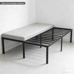 Bedframe, 189 x 135 x 45,72 cm, metalen bed, 45,72 cm hoog, grote opbergruimte onder het bed, bedframe met lattenbodem van metaal, zwart bedframe, tweepersoonsbed — thumbnail 4