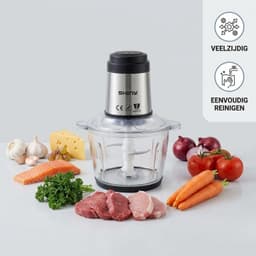 Shiny Meat Grinder – Elektrische Vleesmolen met Glazen Kom – 2L – 500W – 2 Snelheden – 4 RVS Messen — thumbnail 1