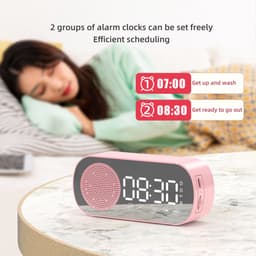 Wekkerradio - wekkerradio op netstroom - wekker kind - wekkers digitaal - wekker analoog - digitale wekker - digitale wekker slaapkamer - bluetooth speaker - luidspreker - spiegel met licht - draagbare radio - Zwart - 1 stuk — thumbnail 4