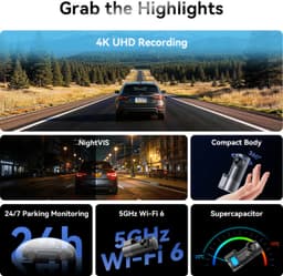 NAVOBIZ Dashcam - Auto camera - Dashboard camera auto - Car camera - 4K UHD - 138° groothoek - 24/7 parkeerbewaking - Zwart — thumbnail 5