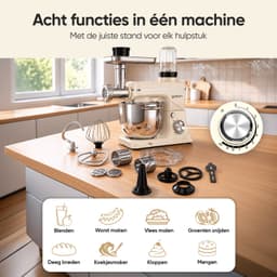 Gatson Multifunctionele Keukenmachine - Blender, Vleesmolen, Koekjesmaker & Groentesnijder - Keukenmixer - Keukenrobot - Foodprocessor - Mixer Met Mengkom — thumbnail 4