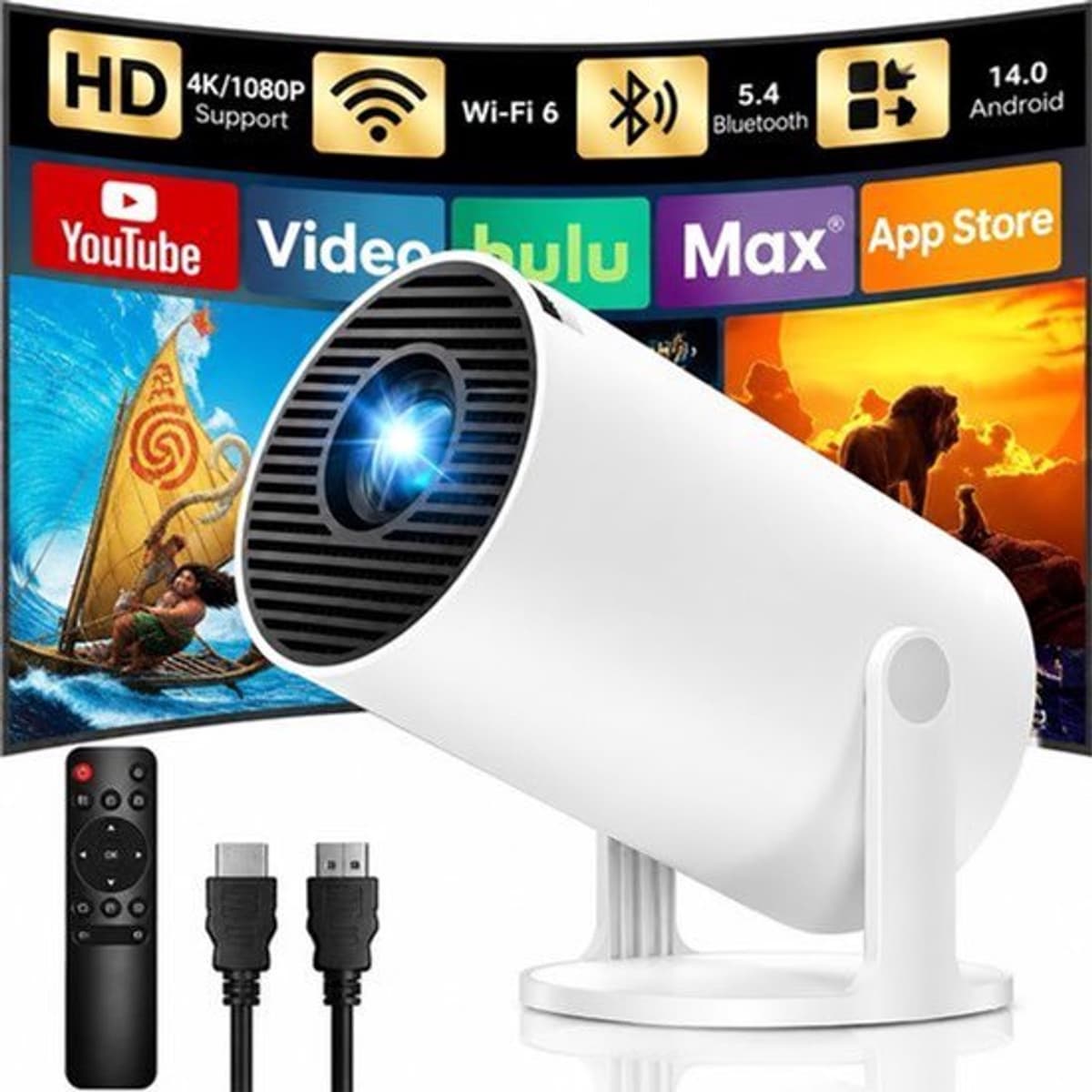 Mini Beamer Draagbaar Wit - 200 ANSI Lumen - 1280 x 720 Resolutie - LCD LED - Voor Thuisbioscoop En Games — afbeelding 1