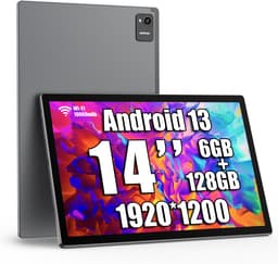 MESWAO B2 Tablet - 14 inch 1920*1200 IPS-scherm - WiFi - Bluetooth 5.0 - 32 MP + 5 MP Camera - 6GB RAM + 128GB ROM - Android 13 - 10000 mAh Batterij - Grijs — thumbnail 1