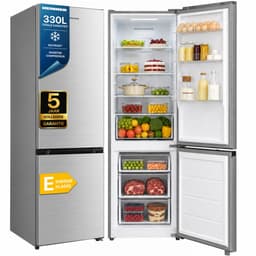 Heinner HCNF-M330INVSE++ Koel-vriescombinatie – 330 L – Total No Frost – Inverter Compressor – Energieklasse E – Elektronische Bediening – Super Cooling-functie – Kinderslot – LED-verlichting – Zilver – 5 Jaar Garantie — thumbnail 1