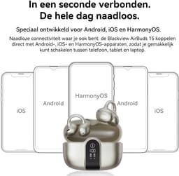 Blackview AirBuds 15 Draadloze Koptelefoon - Draadloze Bluetooth 6.0 Oordopjes IPX5 met Oplaadcase - Wit — thumbnail 4