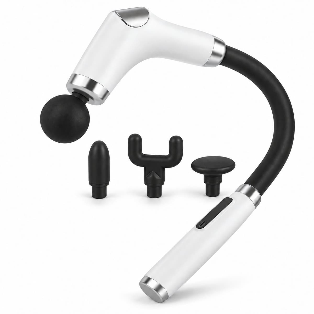 Cheqo® Massagepistool met 4 Opzetstukken - Massage Gun - Massageapparaat met Verlengarm - Nekmassage - Rugmassage - Schoudermassage - Spiermassage - Spierherstel - Triggerpoint Massage - Sportmassage - Zelfmassage - Massage Pistool Wit — afbeelding 1