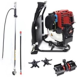 Benzine Grastrimmer - Grasmaaier - Bosmaaier - Kantenmaaier - Tuingereedschap - 35.4CC - 4-Takt 1KW, 4500-8500RPM – Rugzakmodel in Zwart/Rood — thumbnail 3