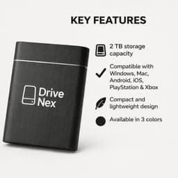 Externe harde schijf - Draagbare SSD - Gegevens opslaan - Universele compatibiliteit - 2 Terabyte - Zwart — thumbnail 3