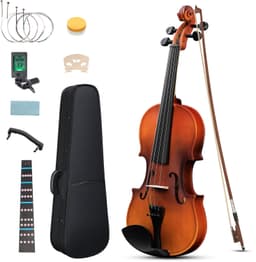 Viool 1/4 van lindehout, Complete set met koffer, strijkstok, stemapparaat en accessoires - Ideaal voor beginners en kinderen, Natuurlijk — thumbnail 1