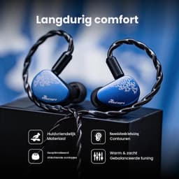 Kiwi Ears Cadenza II - In-Ear Monitors - IEM - Dynamische Driver - Audiofiele Oordoppen - Verwisselbare Kabel - Universele Pasvorm - Blauw — thumbnail 3