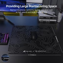 Attack Shark CM05 Glazen Muismat, 450 x 400 mm, Gehard Glas - Contour Zwart — thumbnail 2