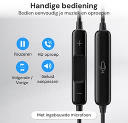 Nuvance Oortjes met Draad - Bedrade Oordopjes - USB-C Oortjes - Oordopjes met Draad en Microfoon - In-Ear Oordopjes - Zwart — thumbnail 3