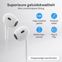 Nuvance Oortjes met Draad - Bedrade Oordopjes - USB-C Oortjes - Oordopjes met Draad en Microfoon - In-Ear Oordopjes - Wit — thumbnail 2