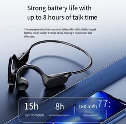Bluetooth 6.0-hoofdtelefoon met beengeleiding, open ontwerp, zweet- en waterbestendig, stereogeluid in hoge definitie, 10 uur batterijduur, lichtgewicht en draagbaar. — thumbnail 2