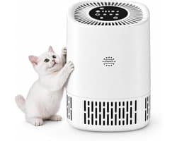 Luchtreiniger met 3-in-1 HEPA-filter, CADR 100 m³/h voor maximaal 15 ㎡, 5 standen incl. auto en slaapmodus, 24 dB stil, type-c USB, timer, kinderbeveiliging, voor mensen met allergieën en huisdieren - wit