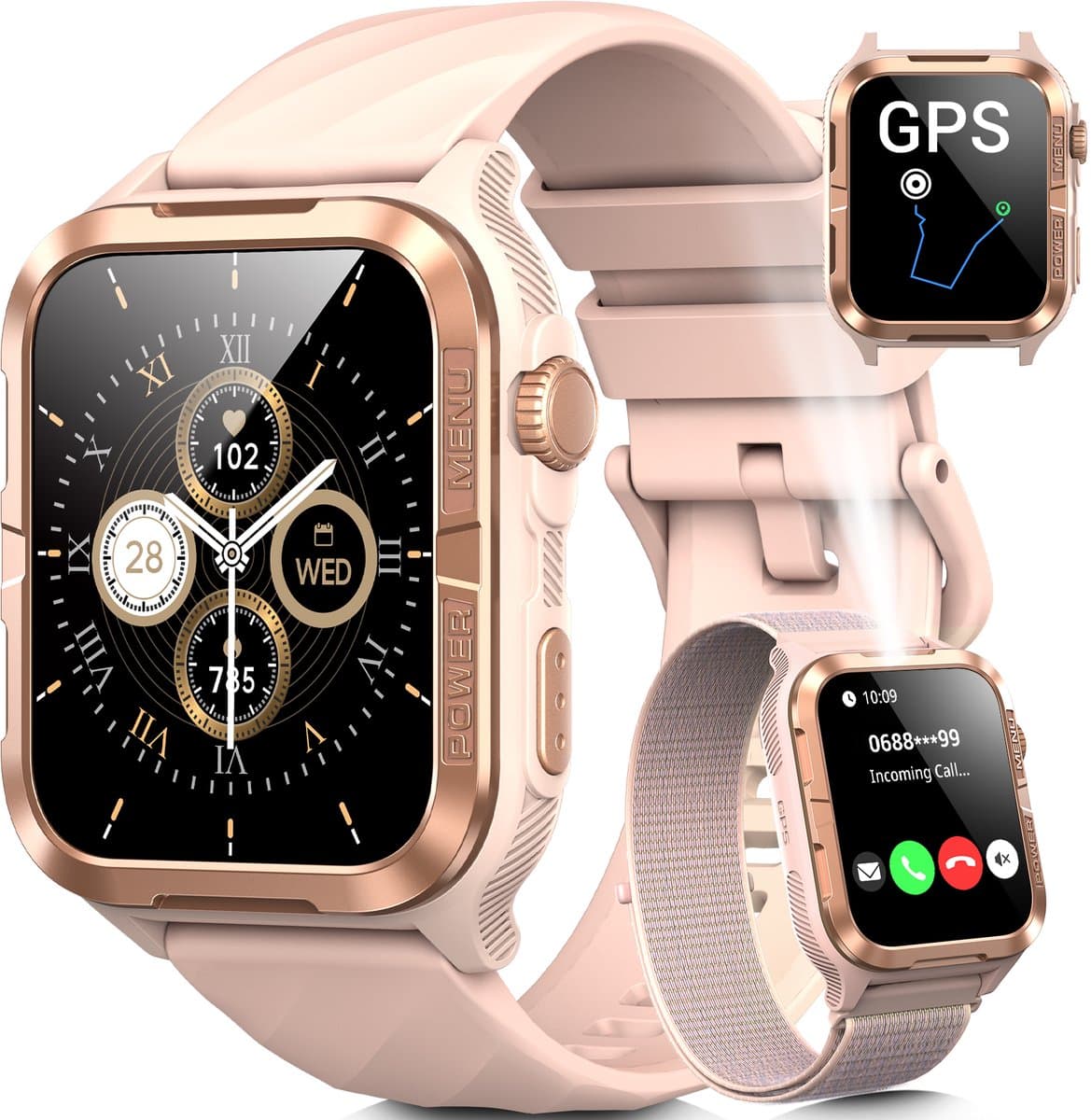 Blackview Outdoor Smartwatch Dames & Heren - W10Pro - GPS Outdoor Sports Positioning Watch - Sporthorloge - Horloge Dames - Hartslagmeter - Slaapmonitor - Saturatiemeter – Bloeddrukmeter - Bluetooth Bellen - 600 mAh - Android/iOS - Roze — afbeelding 1