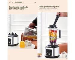 Multifunctionele Keukenmachine – Blender – Food Processor – Sapmaker – IJscrusher – Grote Inhoud 3L+1,5L+0,5L – Krachtige 9500W Motor – Stille Frequentie Technologie