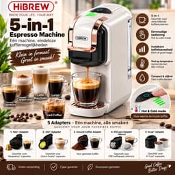HiBREW 5-in-1 Espresso Machine – Koffiezetapparaat voor Nespresso®, Dolce Gusto®, K-Cup®, ESE & Gemalen Koffie – Hot & Cold – Wit/Rosegoud — thumbnail 2