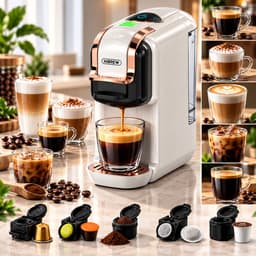 HiBREW 5-in-1 Espresso Machine – Koffiezetapparaat voor Nespresso®, Dolce Gusto®, K-Cup®, ESE & Gemalen Koffie – Hot & Cold – Wit/Rosegoud — thumbnail 1
