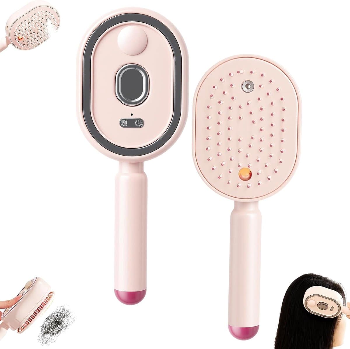 Elektrische stoomborstel, oplaadbaar, massagekam met luchtkussen en elektrische spray, 3-in-1 haarstoomborstel, voor alle haartypes — afbeelding 1