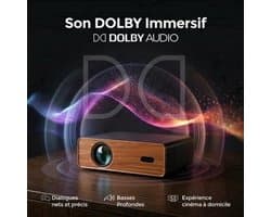 Beamer Draagbaar - 1080P Full HD 450 ANSI Lumen - Dolby Audio 5W - WiFi 6 Bluetooth 5.1 - Voor Thuisbioscoop Gaming Presentaties