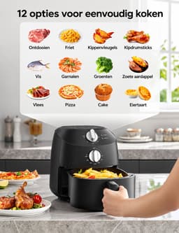 Mini Airfryer 2 Liter – Heteluchtfriteuse 1150W – 5-in-1 – Timer tot 60 Min – Tot 200°C – Anti-aanbaklaag – Zwart — thumbnail 5