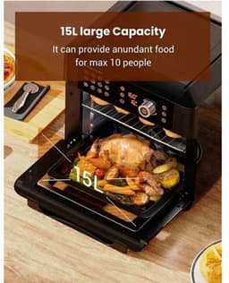 Airfryer oven - Hetelucht Friteuse - Air Fryer - 15L - Grote Inhoud - 12-in-1 - 1700W - App Bediening - 360° Luchtcirculatie - Touch Screen - Turbo Functie — thumbnail 4